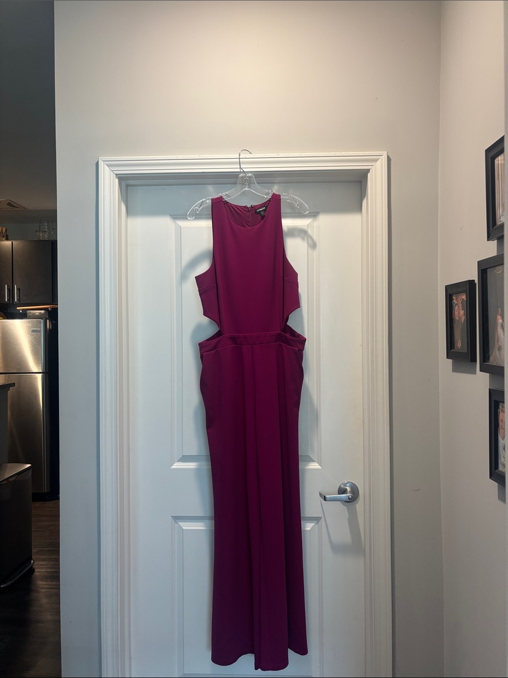 Express Backless Cutout Maxi Dress in Magenta